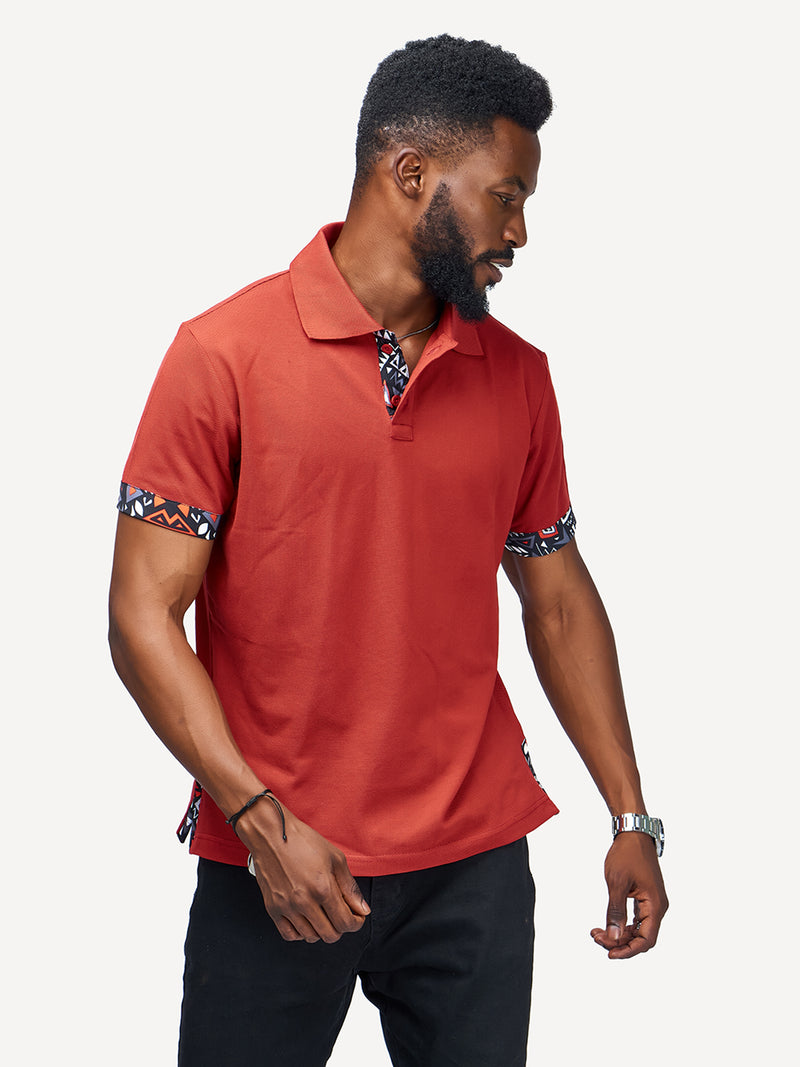 Kali Premium Polos: Terracotta With Red & Grey KK
