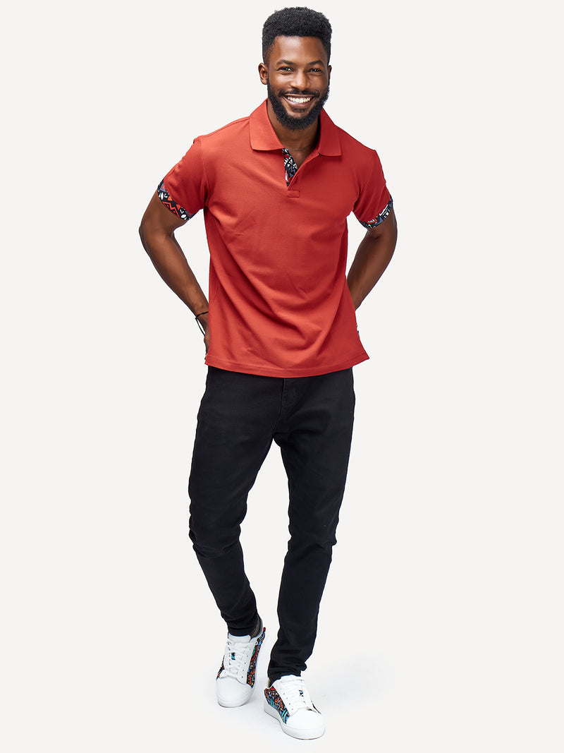 Kali Premium Polos: Terracotta With Red & Grey KK