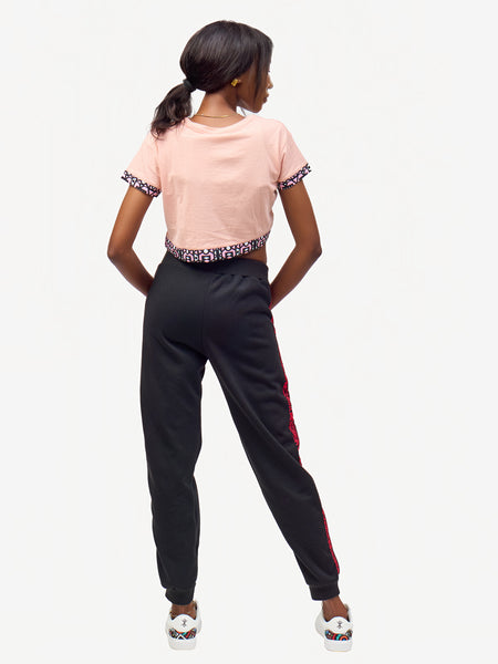 Ladies Sweatpants - Black with Pink & Black KK