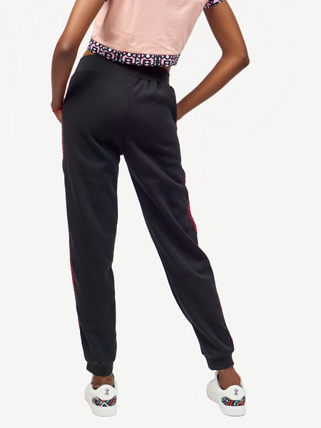 Ladies Sweatpants - Black with Pink & Black KK