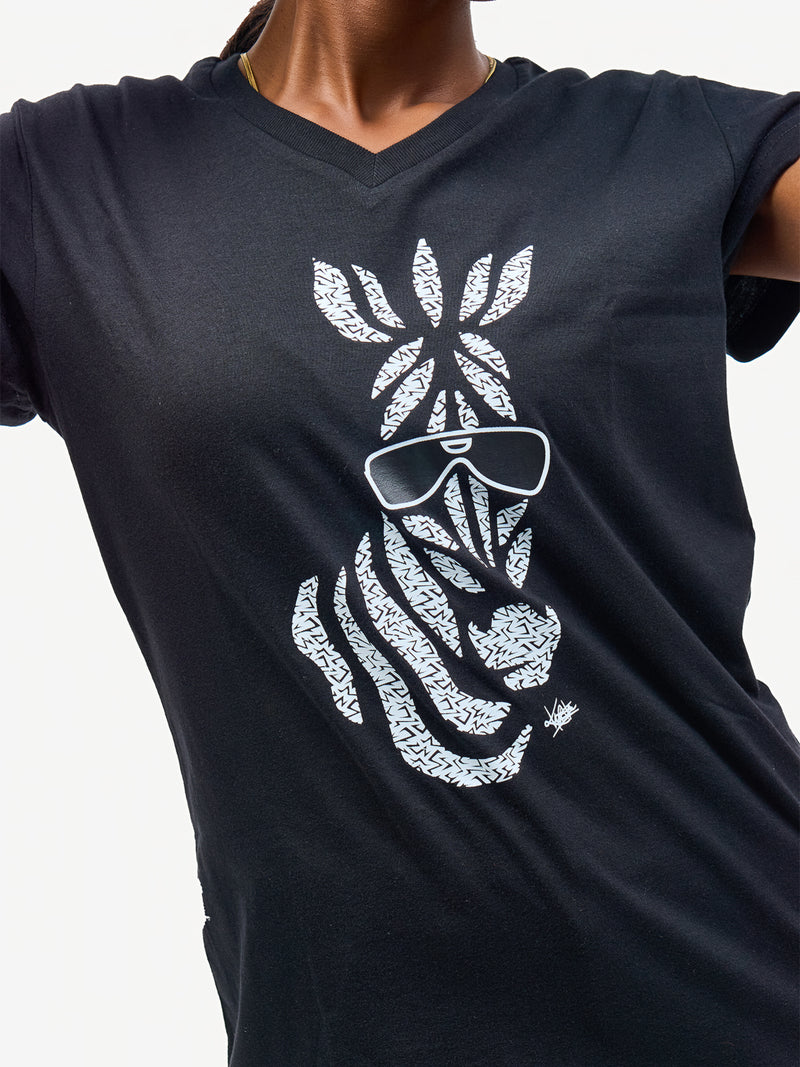 Ladies Graphic Ts: Black with Milia