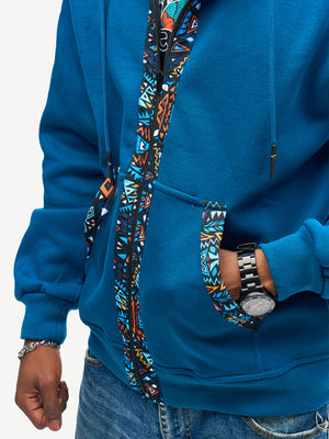 Kali Zipper Hoodies: Petrol Blue with Blue KK