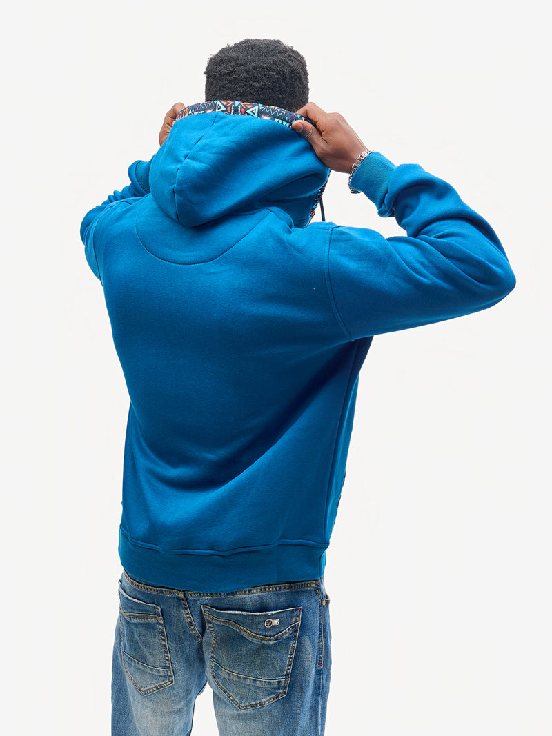 Kali Zipper Hoodies: Petrol Blue with Blue KK