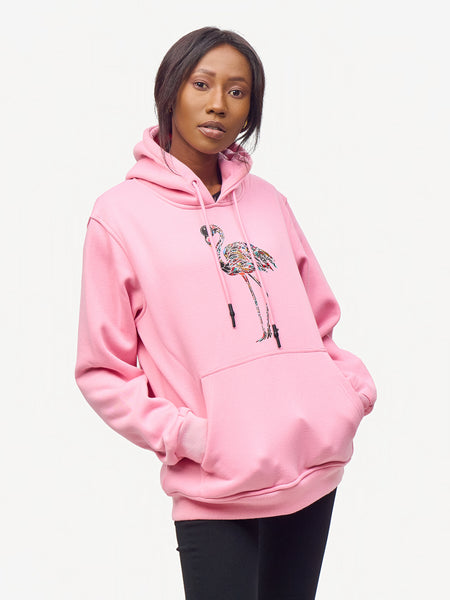 Graphic Hoodies: Baby Pink with Flamingo