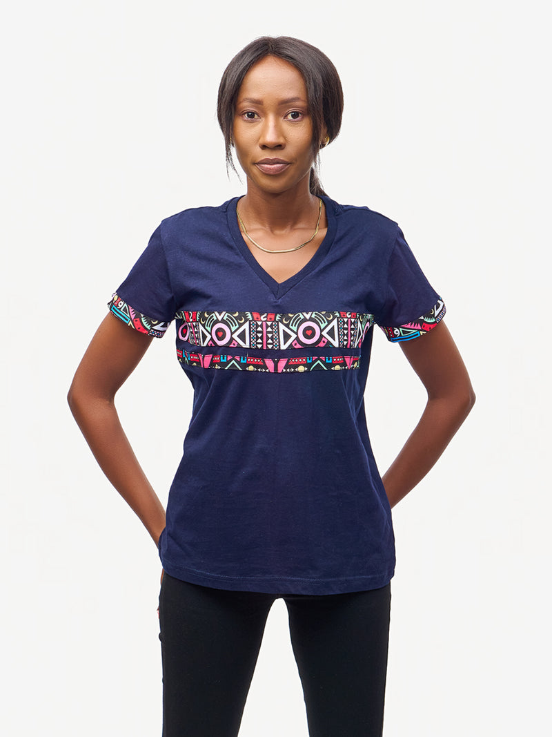 Ladies Ts: Navy with Pink Tribal