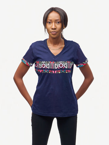 Ladies Ts: Navy with Pink Tribal