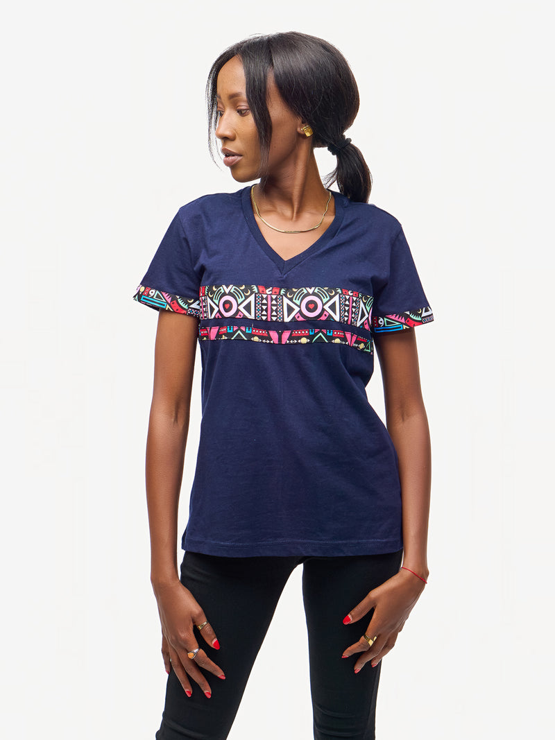 Ladies Ts: Navy with Pink Tribal