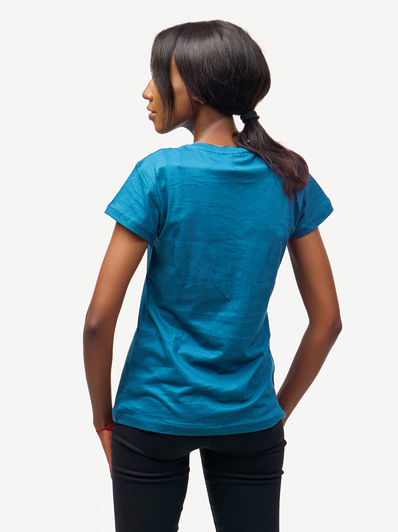 Ladies Graphic Ts: Petrol Blue With Nairobi