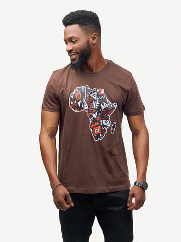 Kali Graphic Ts: Espresso with Brown African Map
