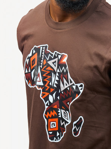 Kali Graphic Ts: Espresso with Brown African Map