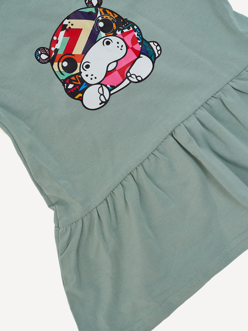 Kali Totos: Jersey Dress - Sea with Baby Hippo