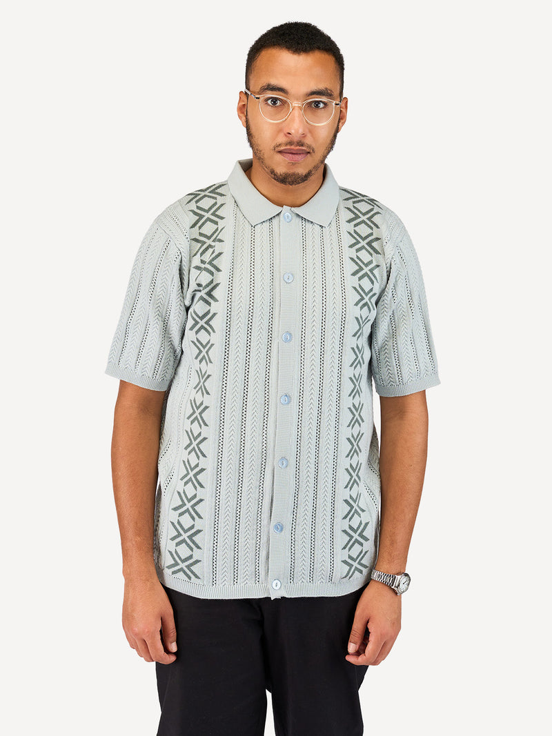 Kali Mens Button - Down KnitWear Shirts: Ash Grey
