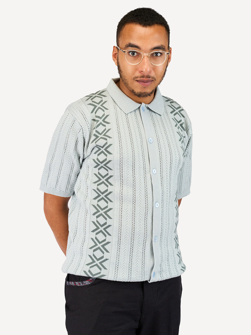 Kali Mens Button - Down KnitWear Shirts: Ash Grey