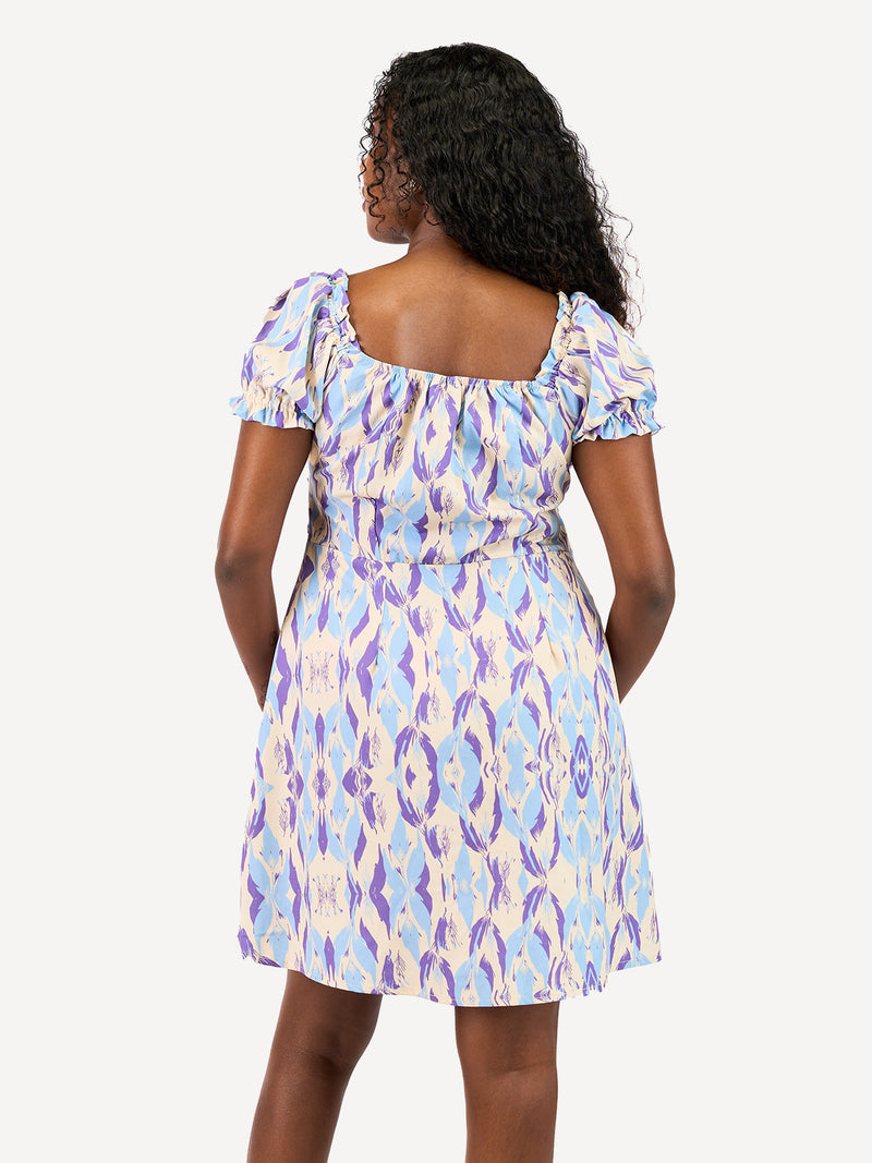 Kali Ladies: Milkmaid Mini Dress - Lavender Bloom