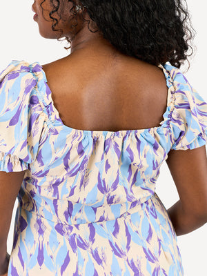Kali Ladies: Milkmaid Mini Dress - Lavender Bloom