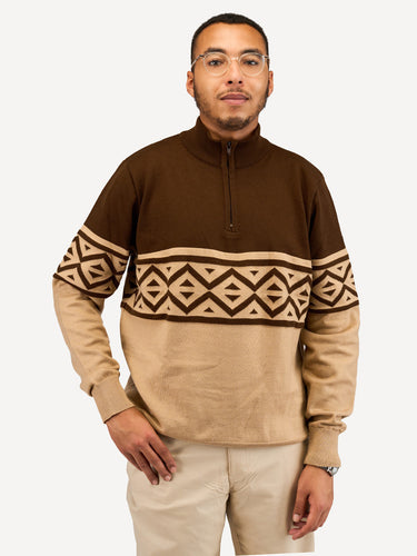 Kali Mens KnitWear: Half-Zip - Brown