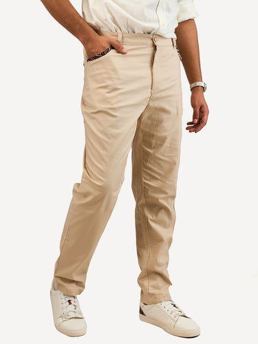 Chino Pants: Beige with Beige Geo Print
