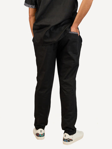 Linen Pants: Black with Chromatic Geo Print