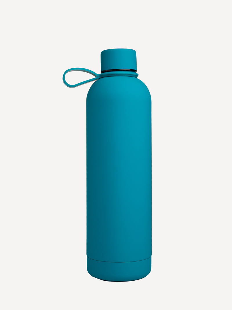 Kali Skin Feel Water Bottles: Petrol Blue with Africa Map