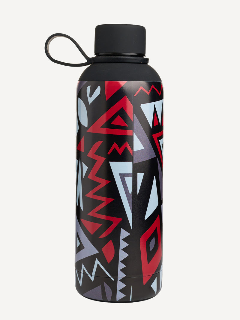 Kali Skin Feel Water Bottles: Black with Red & Grey KK