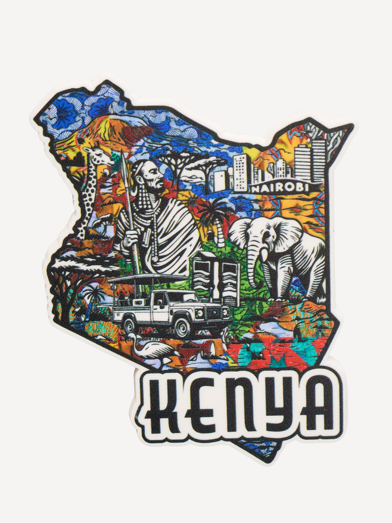 Kali Fridge Magnet: White with Kenya Map