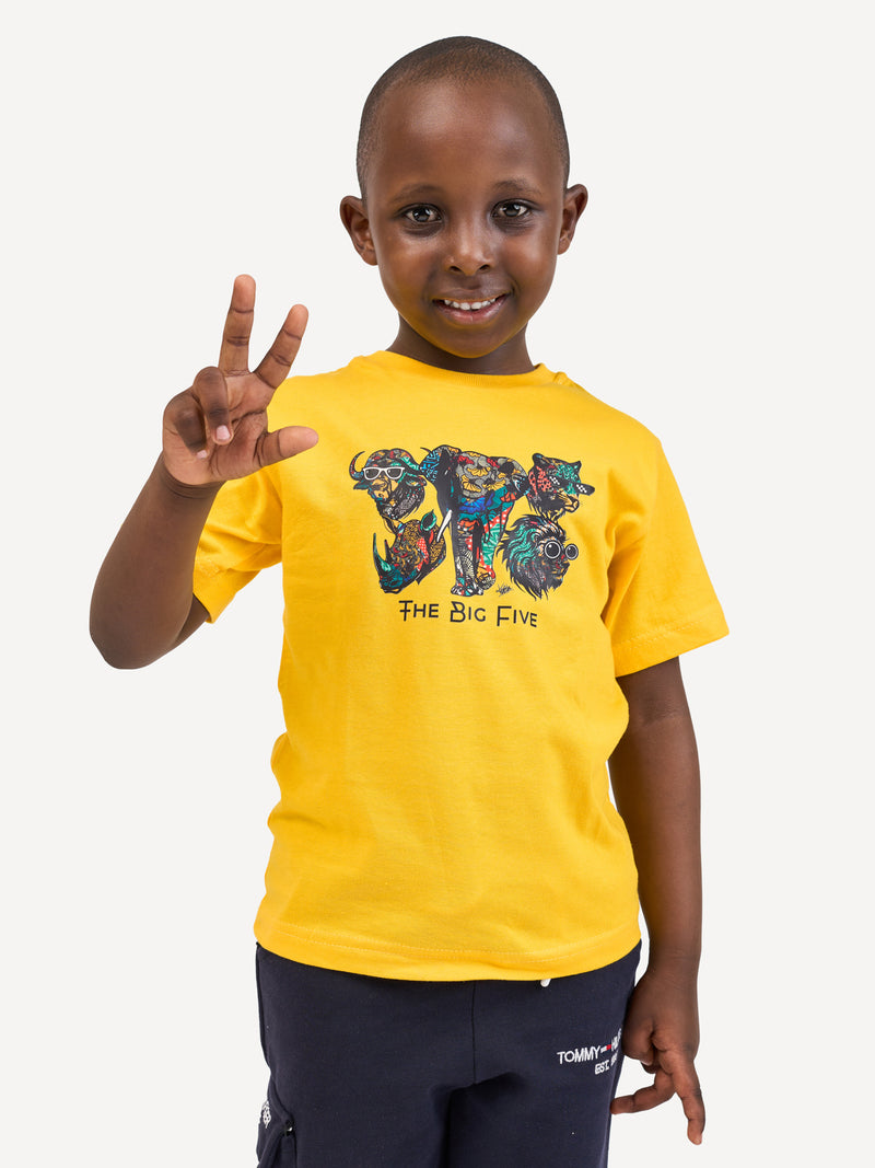 Kali Kids Ts: Yellow with Big Five