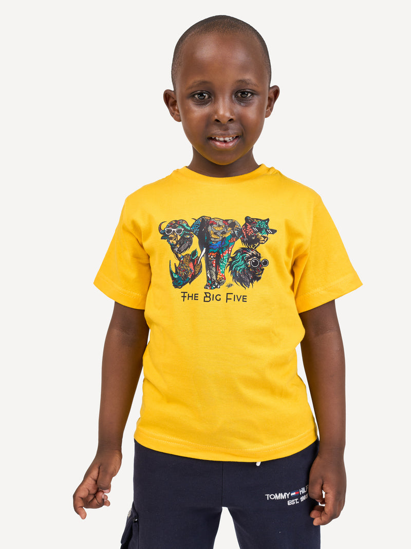 Kali Kids Ts: Yellow with Big Five
