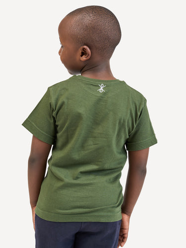 Kali Kids Ts: Pine Green with Kenya Shield