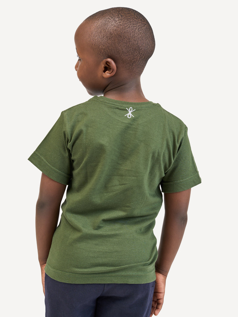 Kali Kids Ts: Pine Green with Kenya Shield