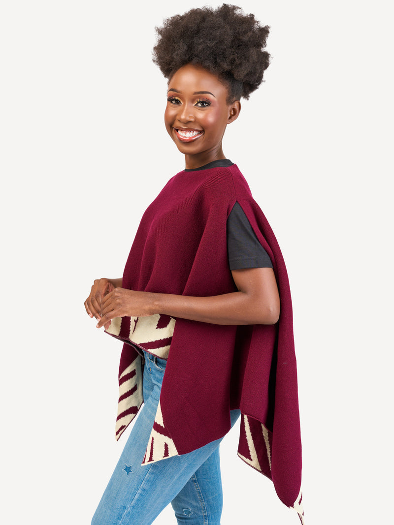 Kali Ponchos - Burgundy & Cream