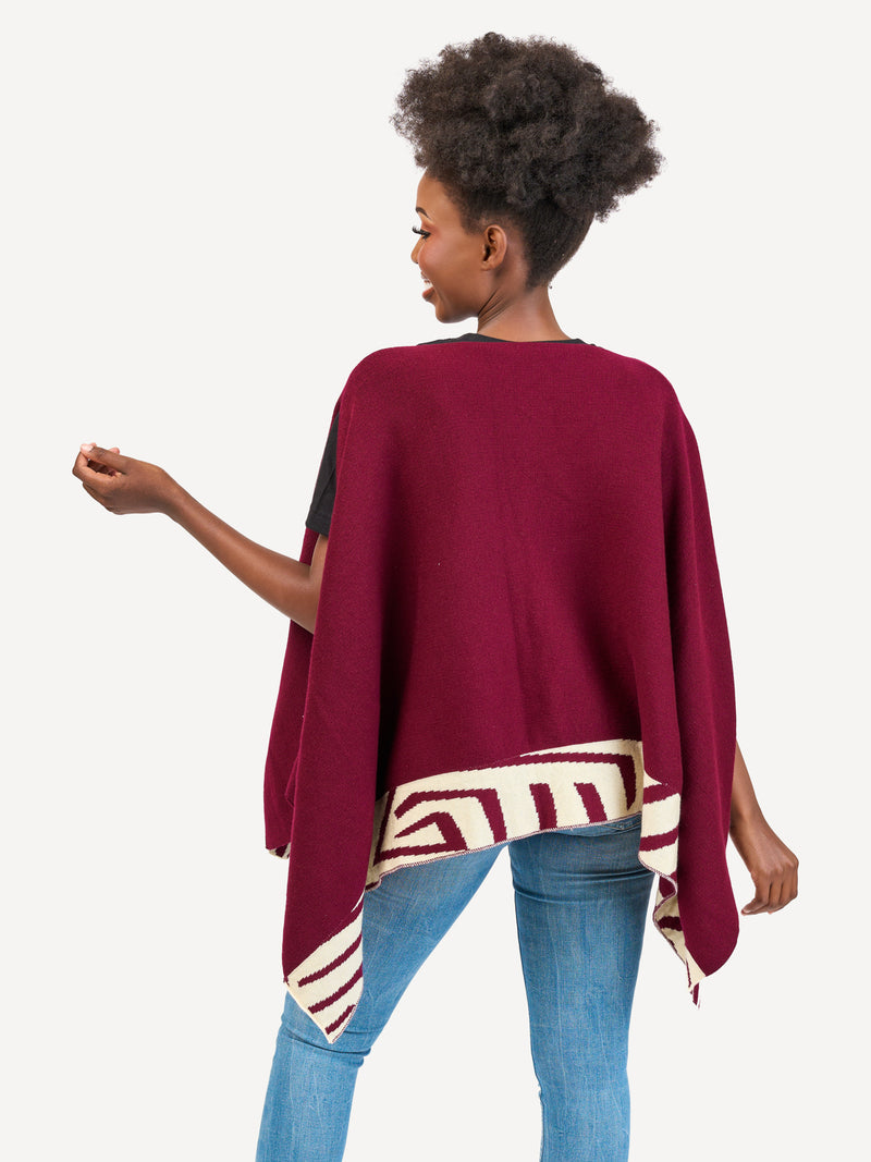Kali Ponchos - Burgundy & Cream