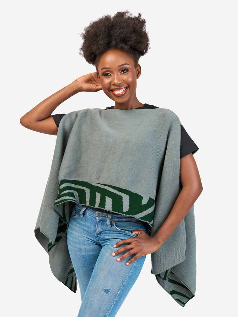 Kali Ponchos - Grey & Green