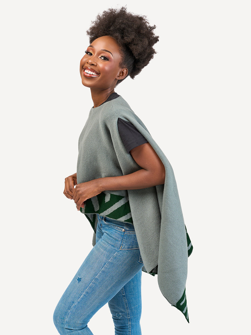 Kali Ponchos - Grey & Green