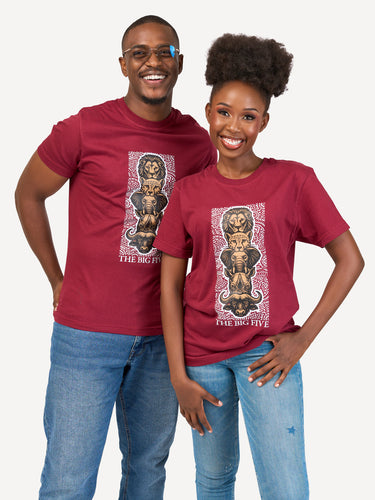 Kali Graphic Ts: Burgundy with Vertical Big Five
