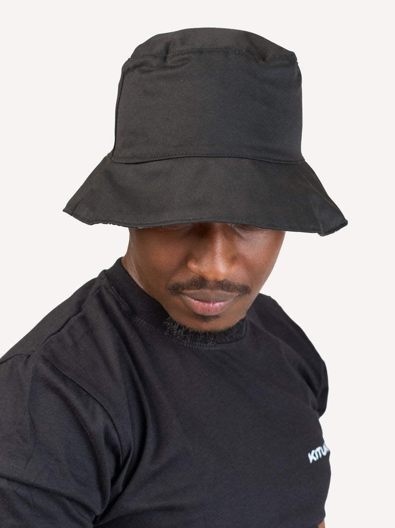 Kali Bucket Hats: Black with Red & Grey KK