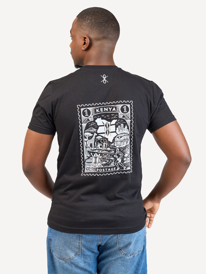 Kali Graphic Ts: Black with Kenya Stamp