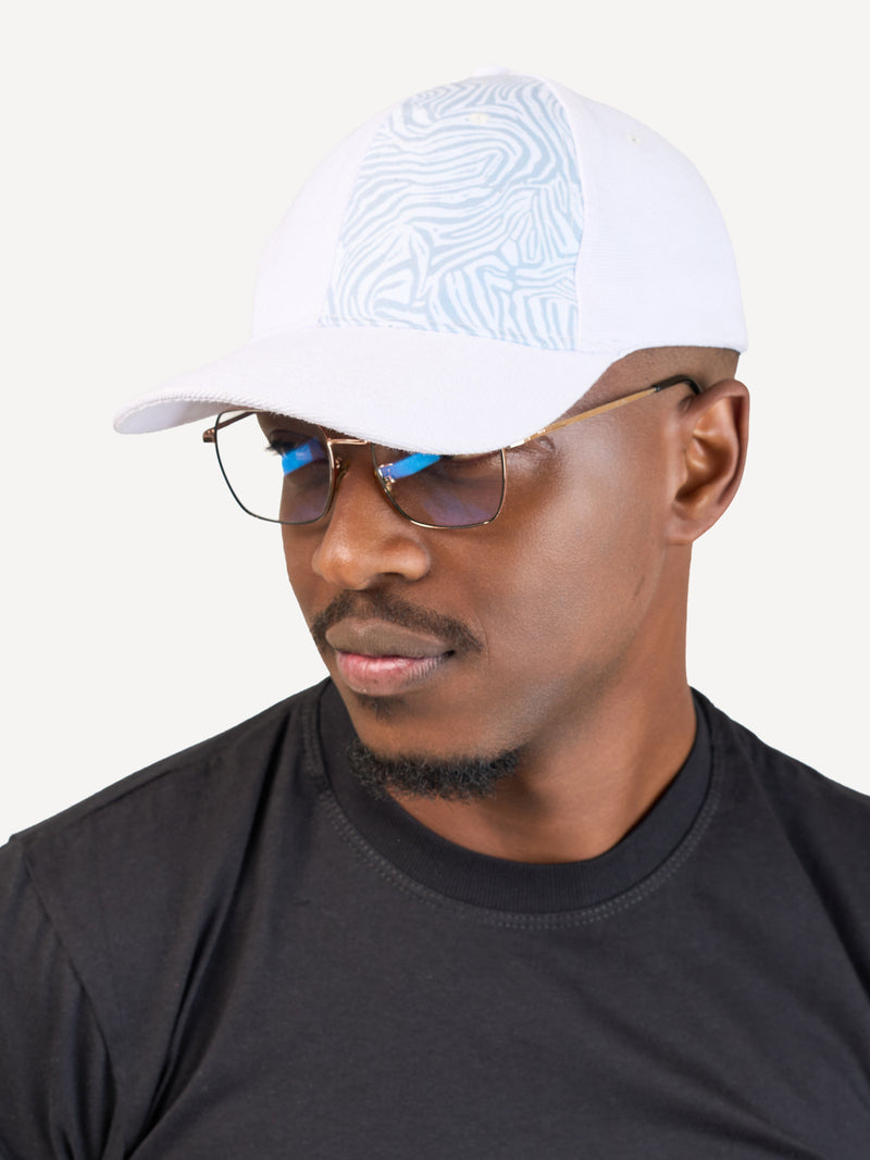 Kali Caps: White with Serene Zebra Print