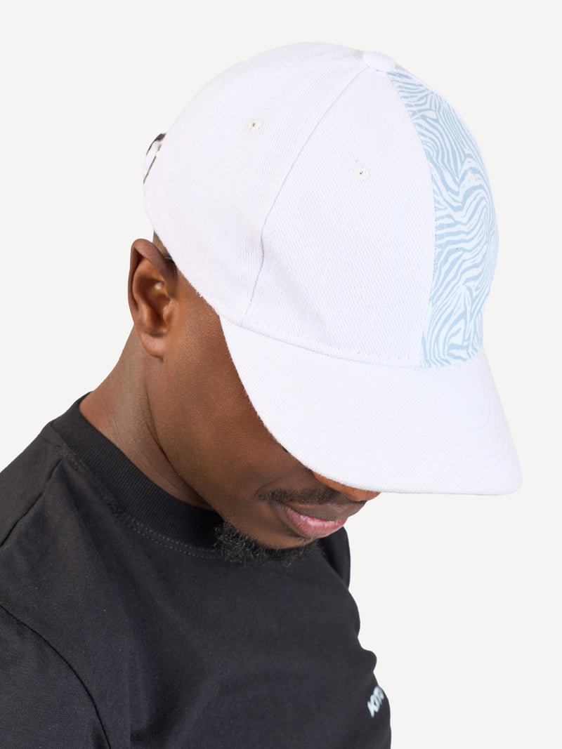 Kali Caps: White with Serene Zebra Print