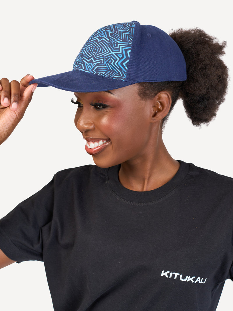 Kali Caps: Navy with Navy Geo Print