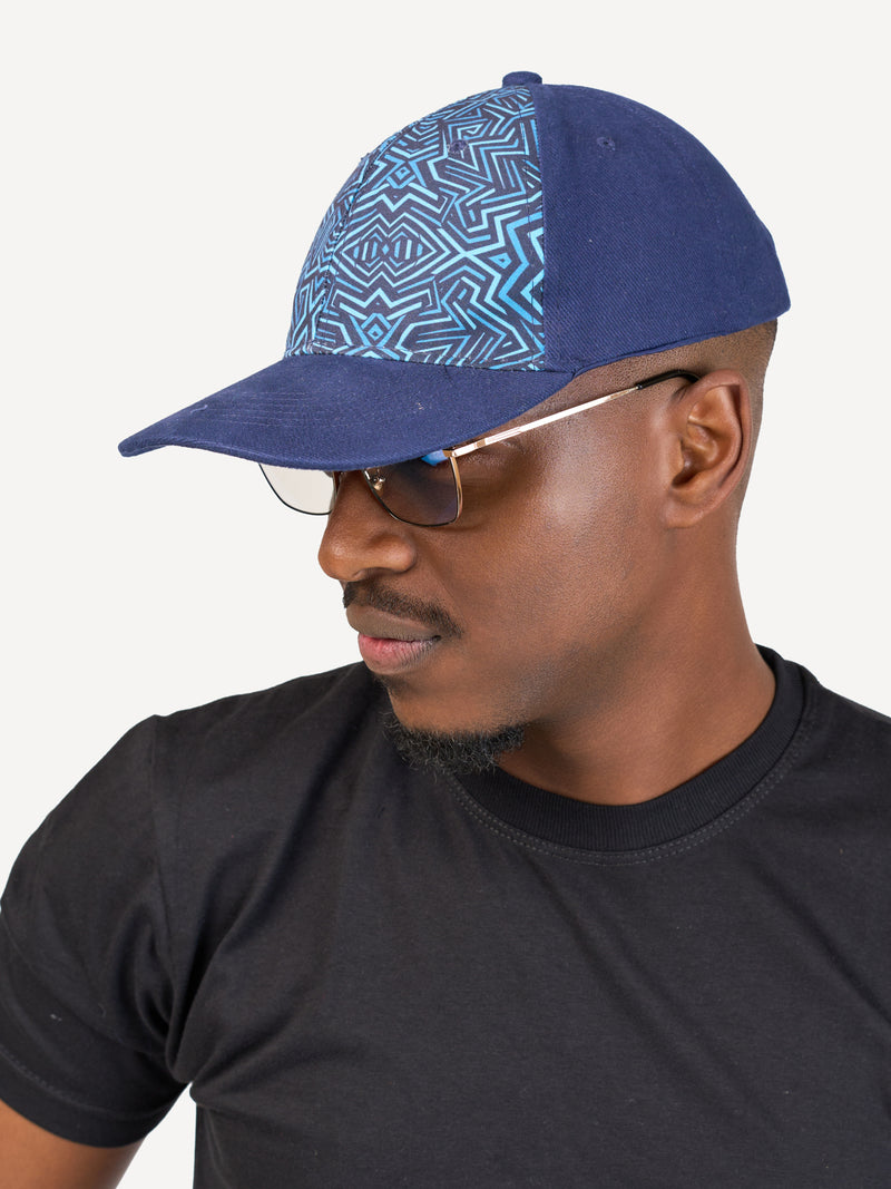 Kali Caps: Navy with Navy Geo Print