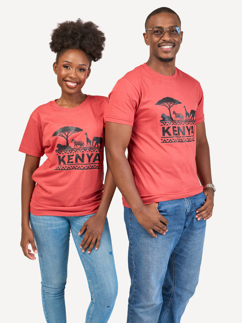 Kali Graphic Ts: Rust with Wildlife Kenya