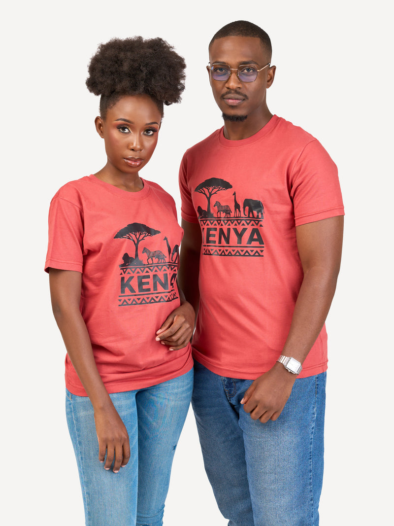 Kali Graphic Ts: Rust with Wildlife Kenya