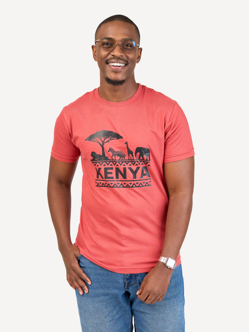 Kali Graphic Ts: Rust with Wildlife Kenya