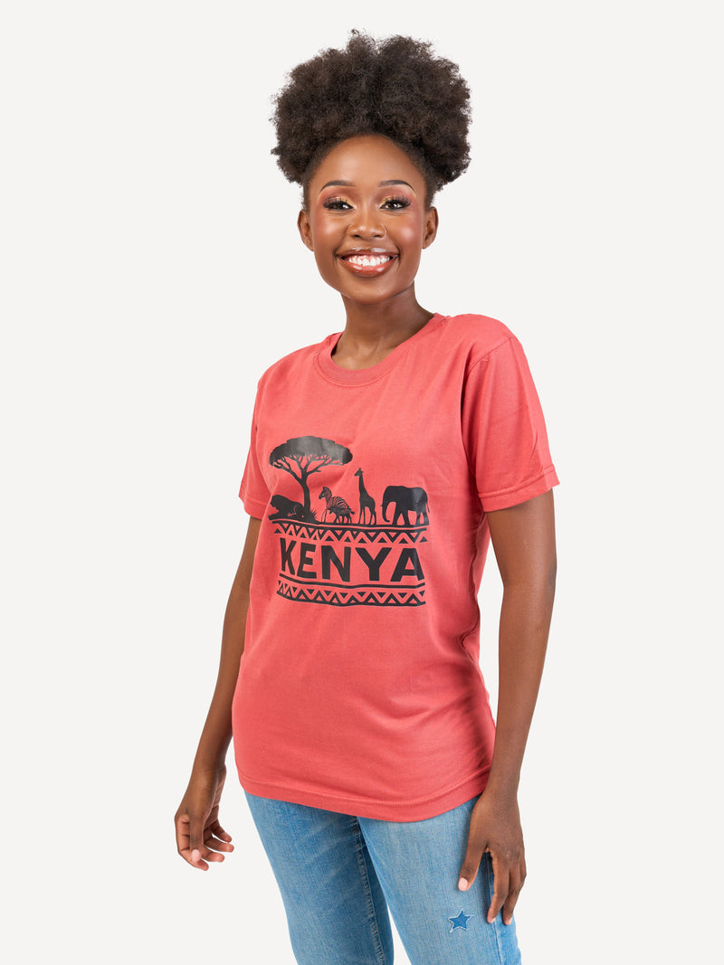 Kali Graphic Ts: Rust with Wildlife Kenya