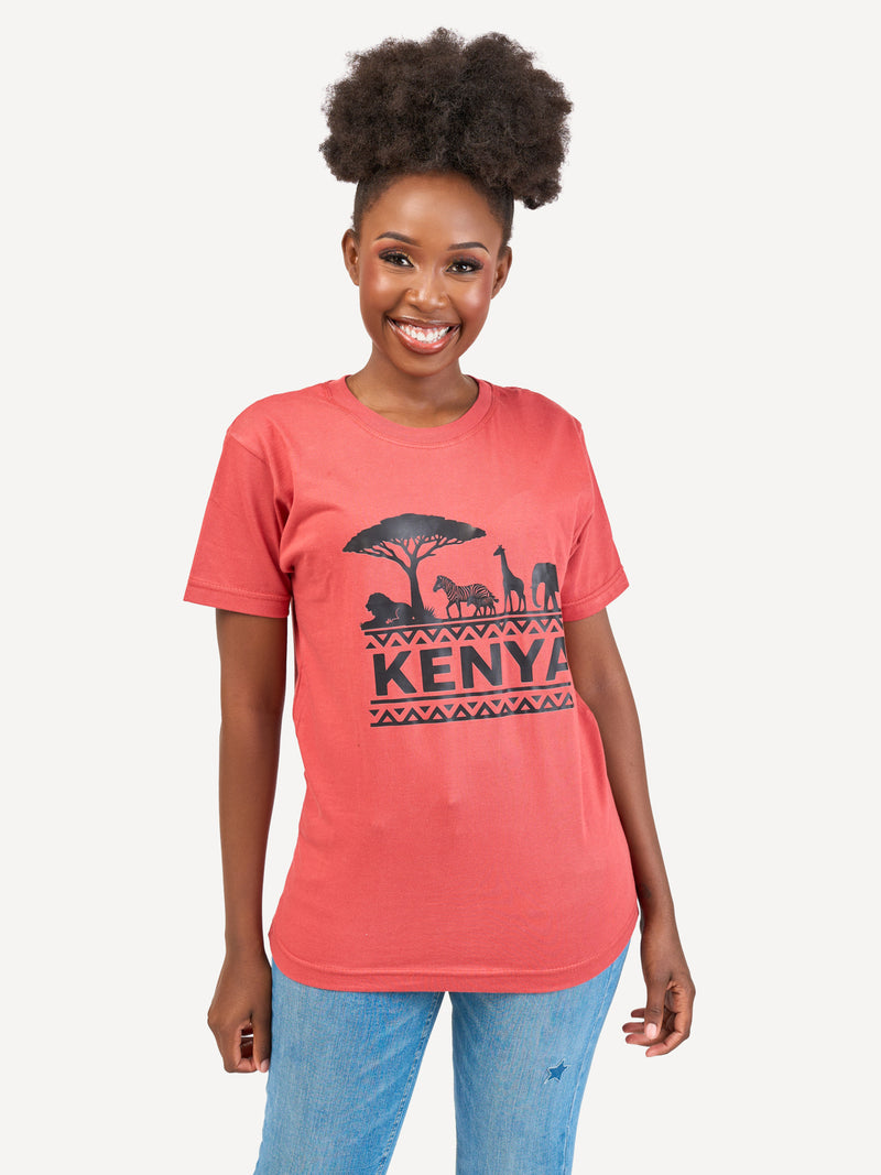 Kali Graphic Ts: Rust with Wildlife Kenya
