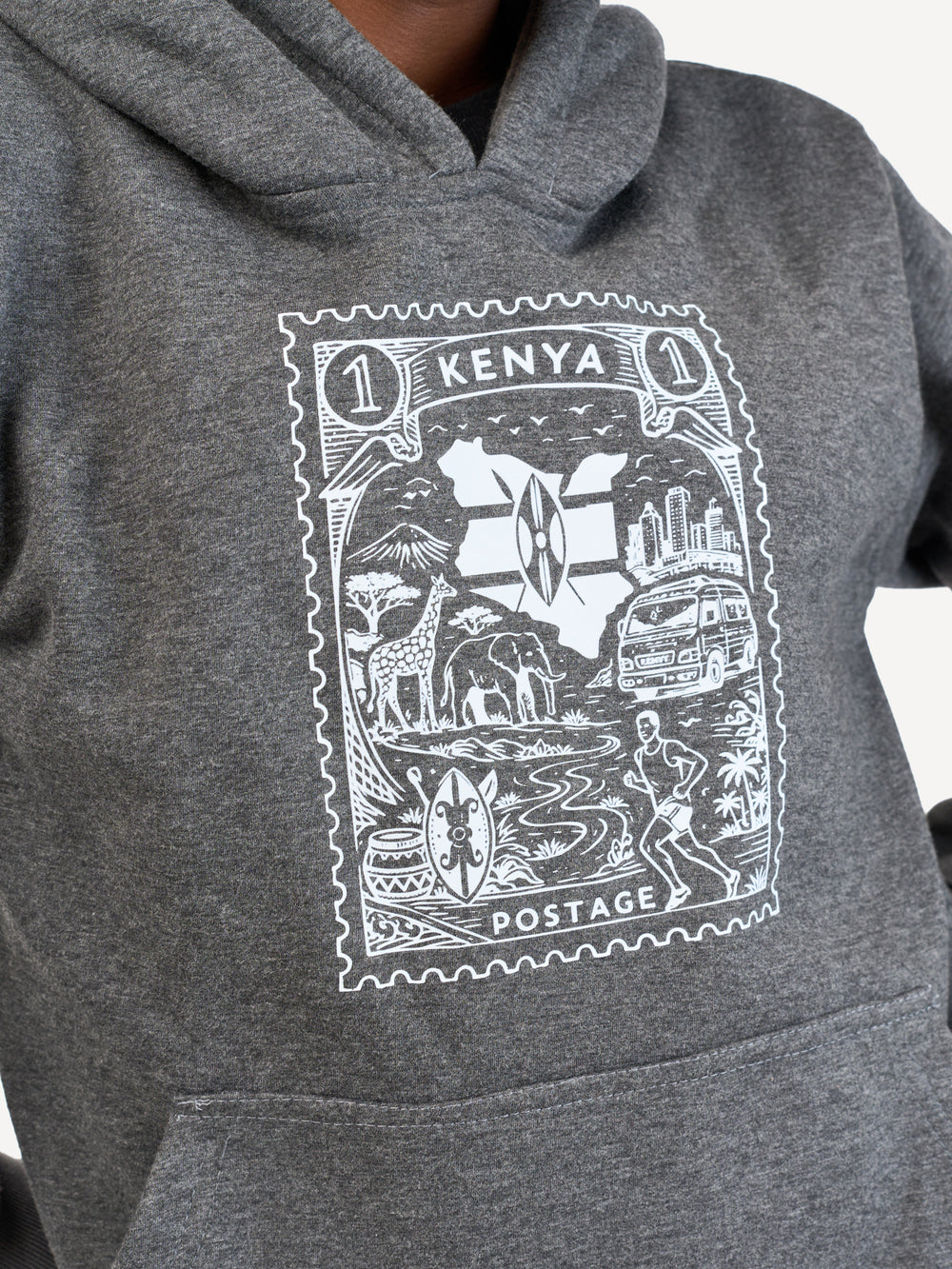 Kali Graphic Hoodies: Dark Grey with Kenya Stamp