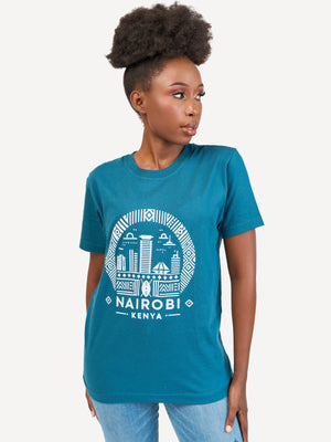Kali Graphic Ts: Petrol Blue with Nairobi II