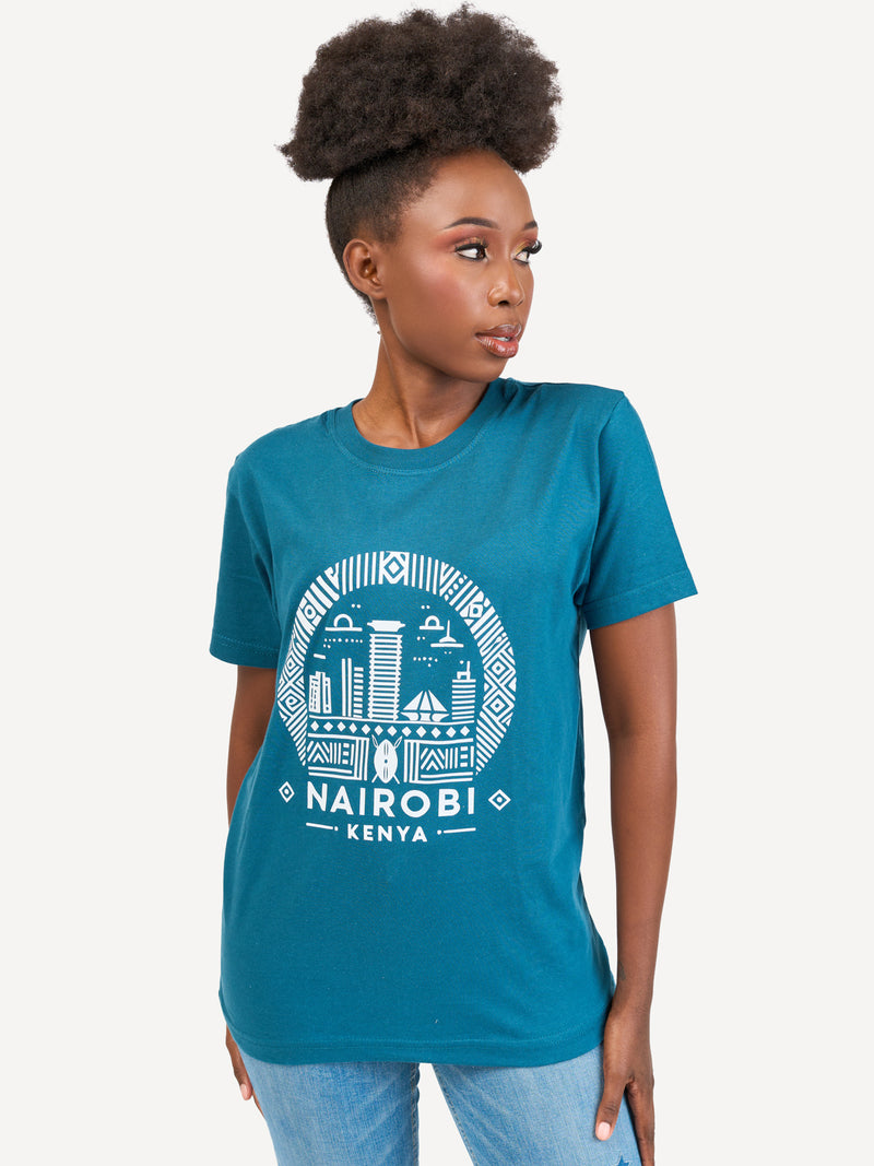 Kali Graphic Ts: Petrol Blue with Nairobi II