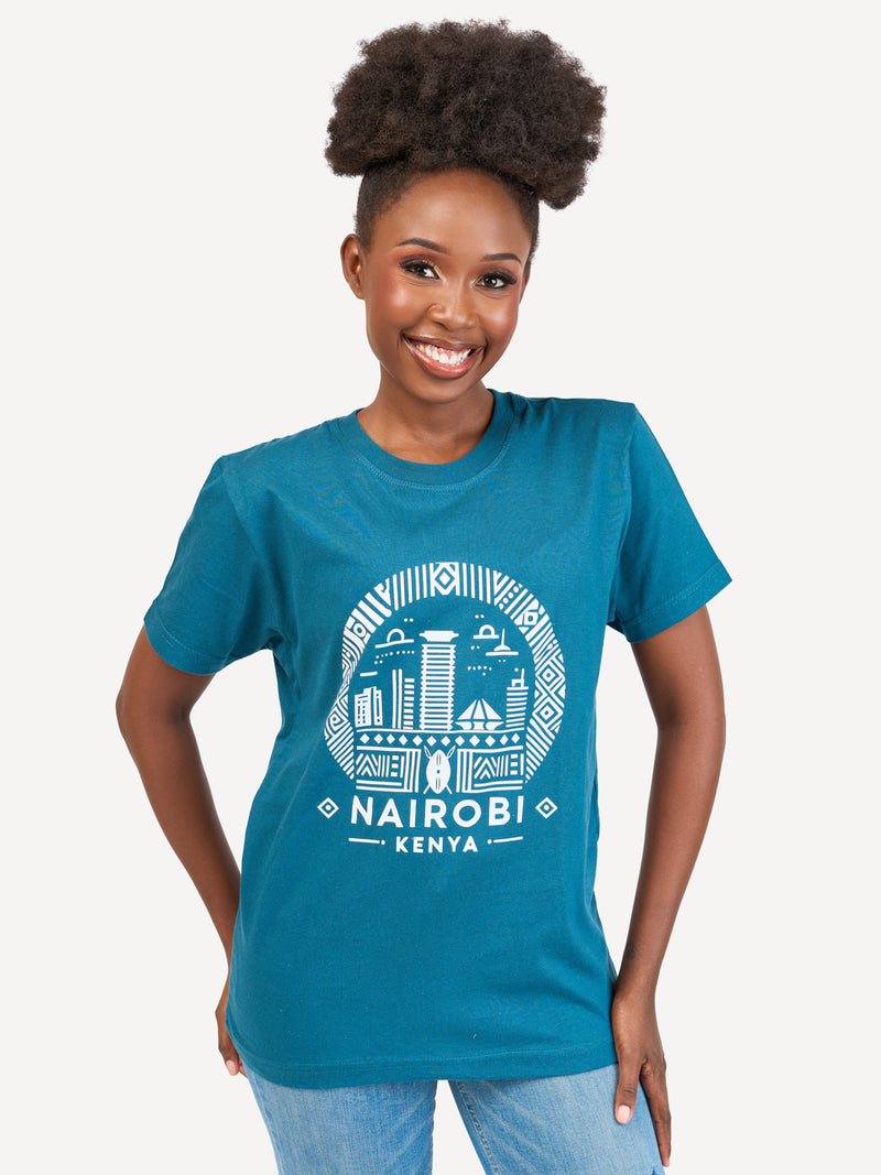 Kali Graphic Ts: Petrol Blue with Nairobi II