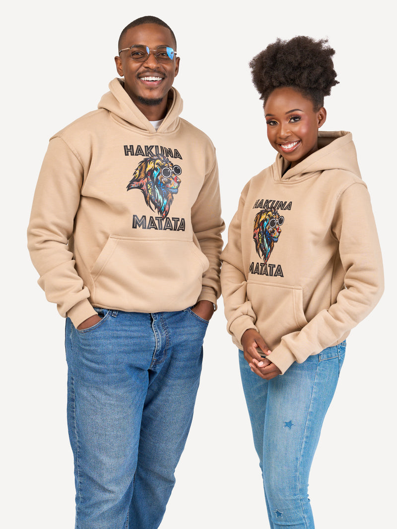 Kali Graphic Hoodies: Beige with Hakuna Matata Simba